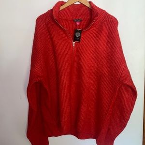 Vince Camuto red half zip sweater NWT